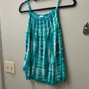 Stitch Fix - Luq brand - smocked detail and crochet hem tie dye tank